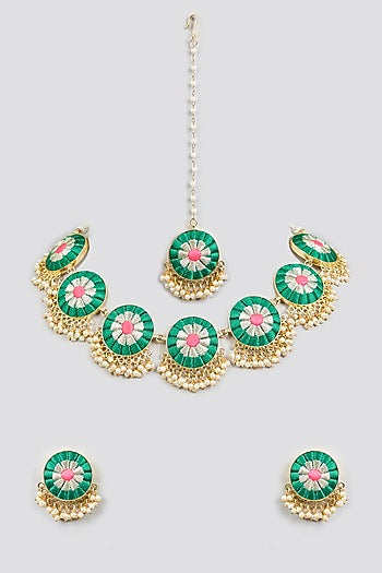 Multi-Colored Mixed Metal Necklace Set