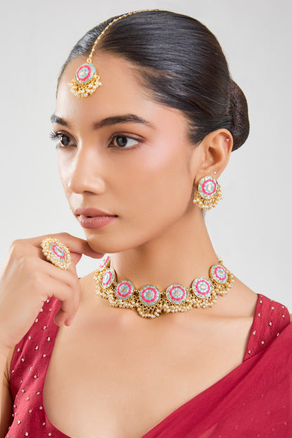 Multi-Colored Mixed Metal Necklace Set