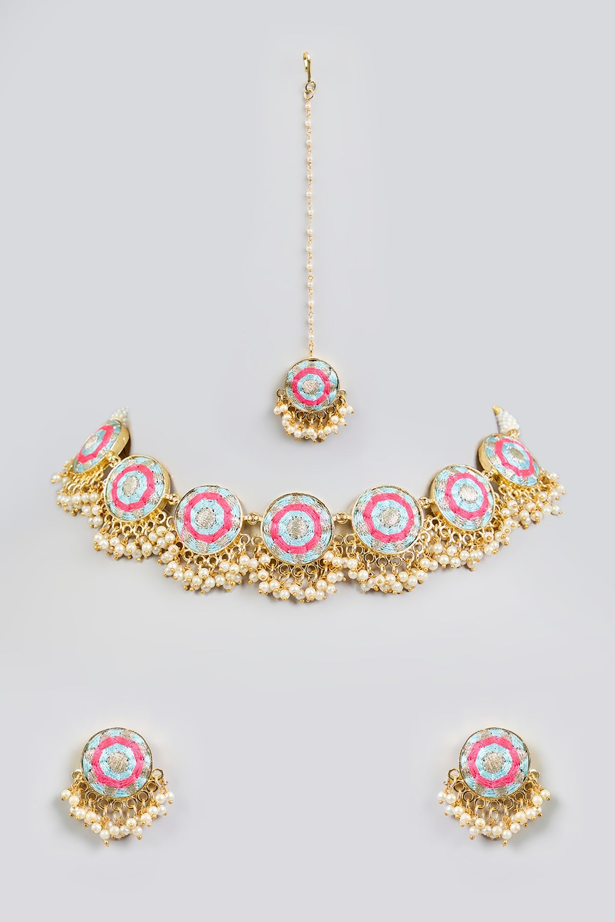 Multi-Colored Mixed Metal Necklace Set