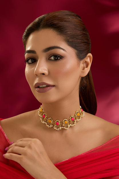 Multi-Colored Seed Pearl Choker Necklace