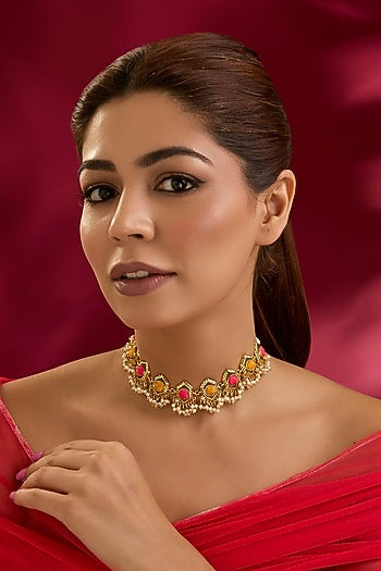 Multi-Colored Seed Pearl Choker Necklace
