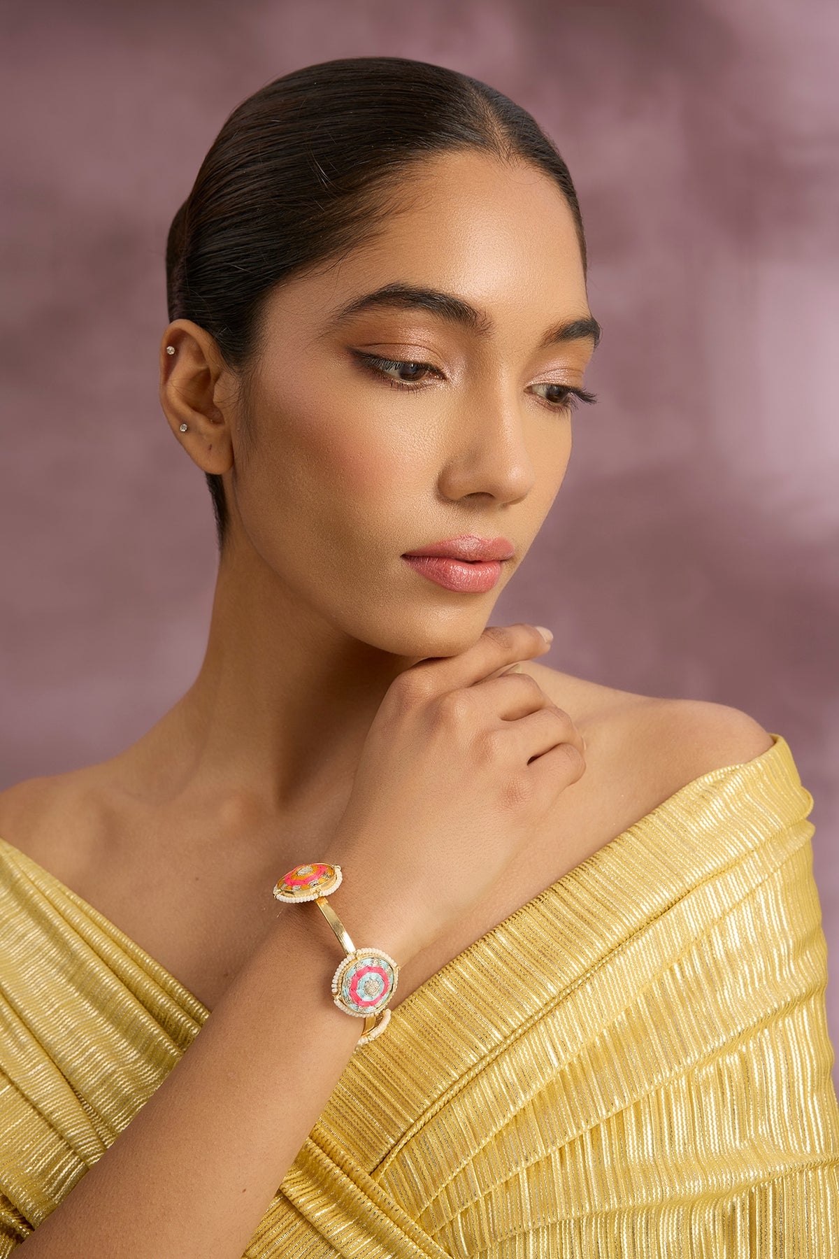 Multi-Colored Silk Thread Embroidered Bangle
