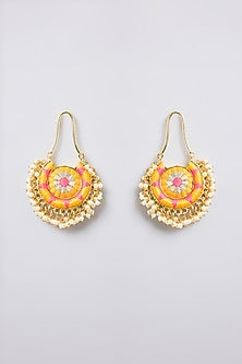 Multi-Colored Thread Embroidered Dangler Earrings
