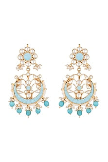 Gold Plated Pachi Kundan & Turquoise Stone Earrings