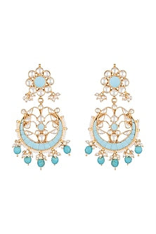 Gold Plated Pachi Kundan & Turquoise Stone Earrings