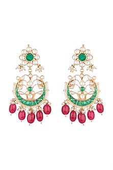 Gold Plated Pachi Kundan & Stone Earrings