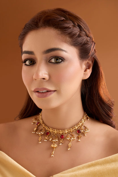 Gold Finish Choker Necklace