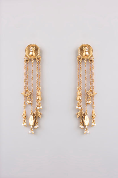 Gold Finish Dangler Earrings