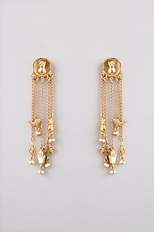 Gold Finish Dangler Earrings