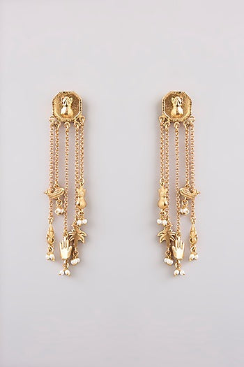 Gold Finish Dangler Earrings