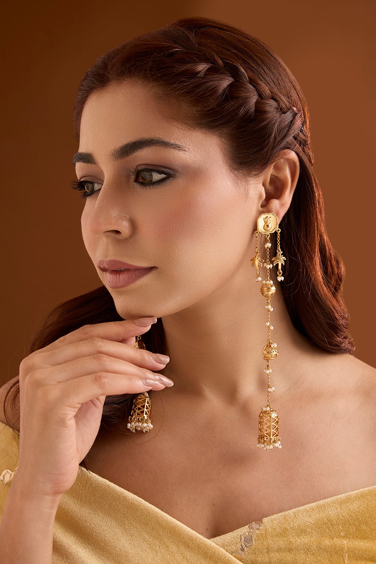 Gold Finish Dangler Earrings