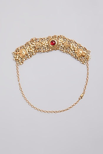Gold Finish Ruby Stone Choker Necklace