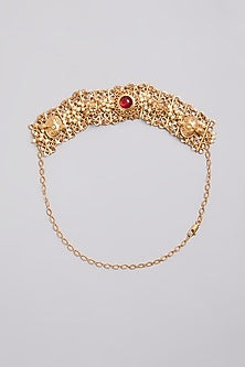 Gold Finish Ruby Stone Choker Necklace