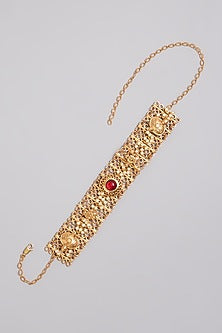Gold Finish Ruby Stone Choker Necklace