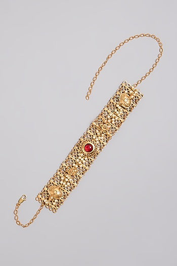 Gold Finish Ruby Stone Choker Necklace