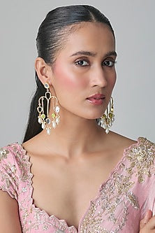 Multi-Colored Mirror & Pearl Dangler Earrings