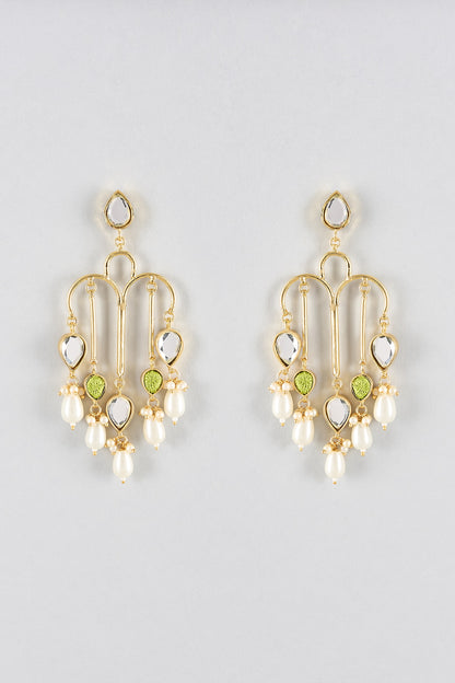 Multi-Colored Mirror & Pearl Dangler Earrings