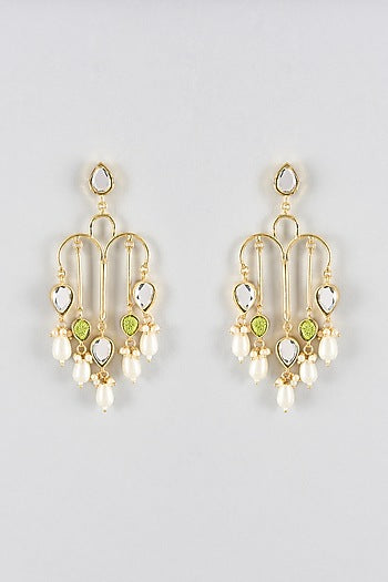 Multi-Colored Mirror & Pearl Dangler Earrings