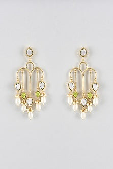 Multi-Colored Mirror & Pearl Dangler Earrings