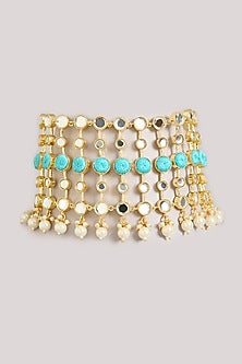 Multi-Colored Pearl & Thread Work Choker Necklace