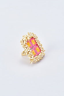 Gold Finish Embroidered Ring