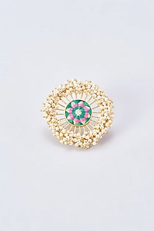 Gold Finish Embroidered Ring