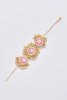Gold Plated Silk Thread Embroidred & Pearl Bracelet