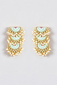 Gold Finish Silk Thread Embroidered Dangler Earrings