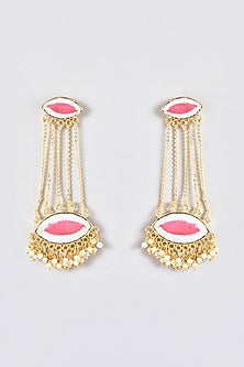 Gold Finish Silk Thread Embroidered Dangler Earrings