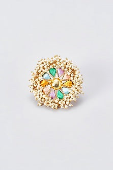 Gold Finish Silk Thread Embroidered Ring