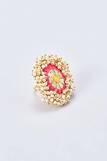 Gold Finish Silk Thread Embroidered Ring