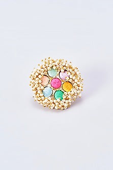 Gold Finish Silk Thread Embroidered Ring