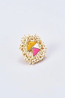 Gold Finish Silk Thread Embroidered Ring
