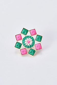 Gold Finish Silk Thread Embroidered Ring