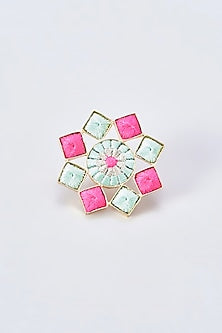 Gold Finish Silk Thread Embroidered Ring