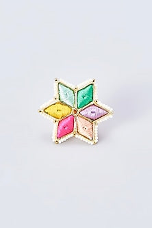 Gold Finish Silk Thread Embroidered Ring