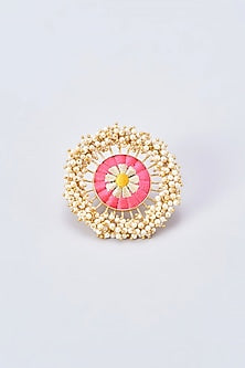 Gold Finish Silk Thread Embroidered Ring