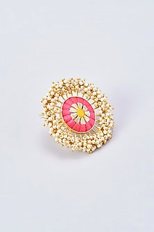 Gold Finish Silk Thread Embroidered Ring