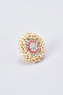 Gold Finish Silk Thread Embroidered Ring