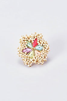 Gold Finish Silk Thread Embroidered Ring