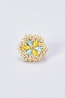 Gold Finish Silk Thread Embroidered Ring