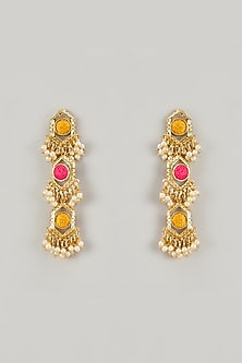Gold Plated Hand Enameled Jhumka Earrings