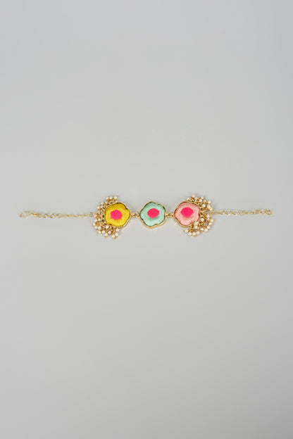 Gold Plated Multi-Colored Enameled Necklace Set