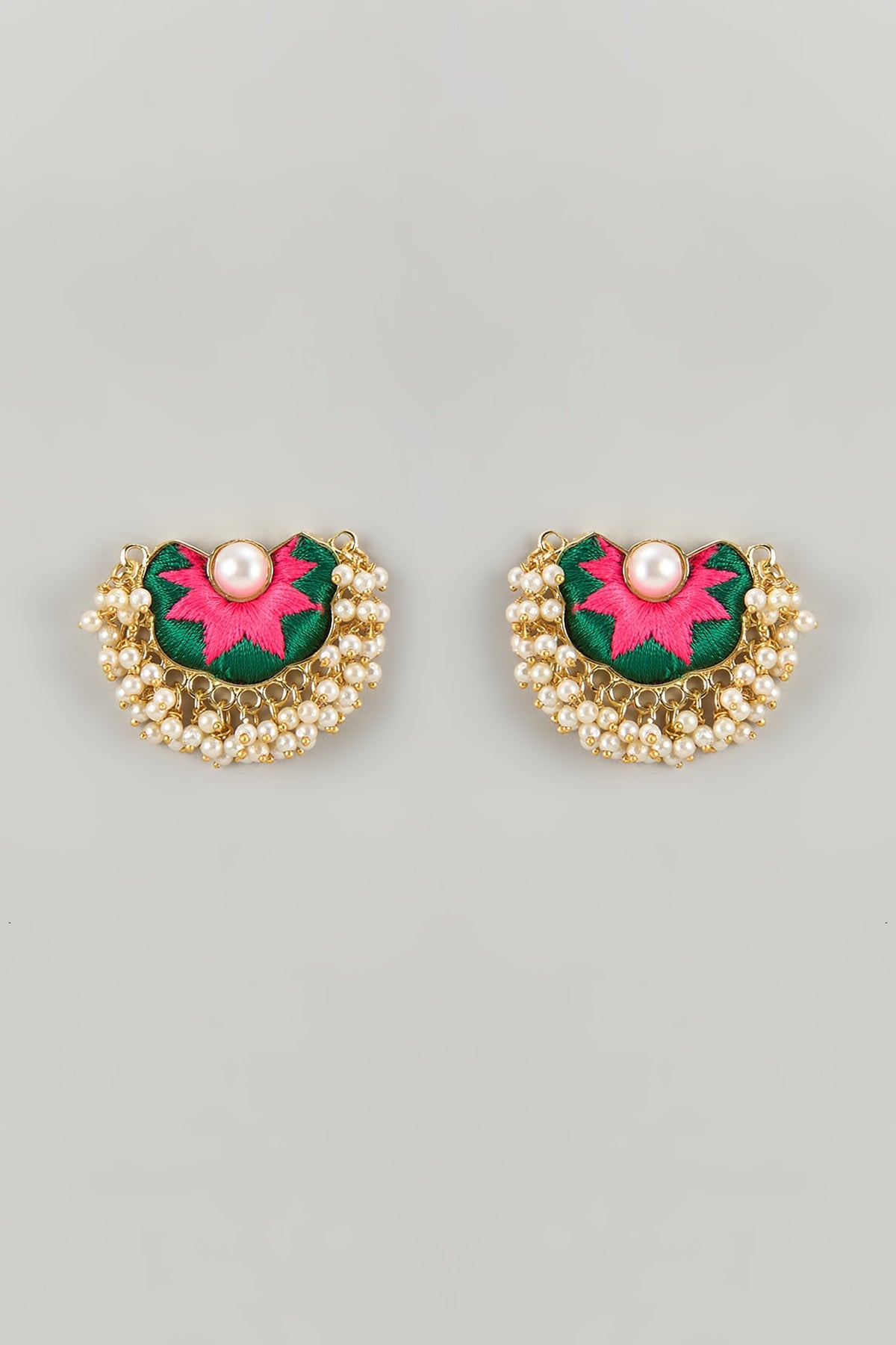 Gold Plated Multi-Colored Enameled Stud Earrings