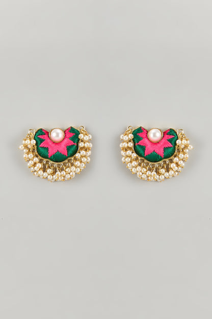 Gold Plated Multi-Colored Enameled Stud Earrings