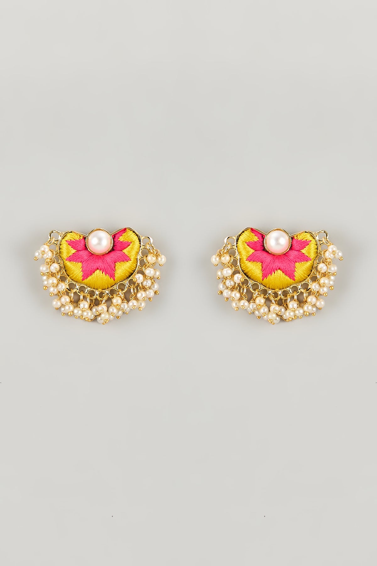 Gold Plated Multi-Colored Enameled Stud Earrings
