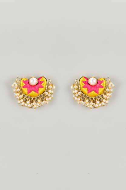 Gold Plated Multi-Colored Enameled Stud Earrings