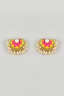 Gold Plated Multi-Colored Enameled Stud Earrings