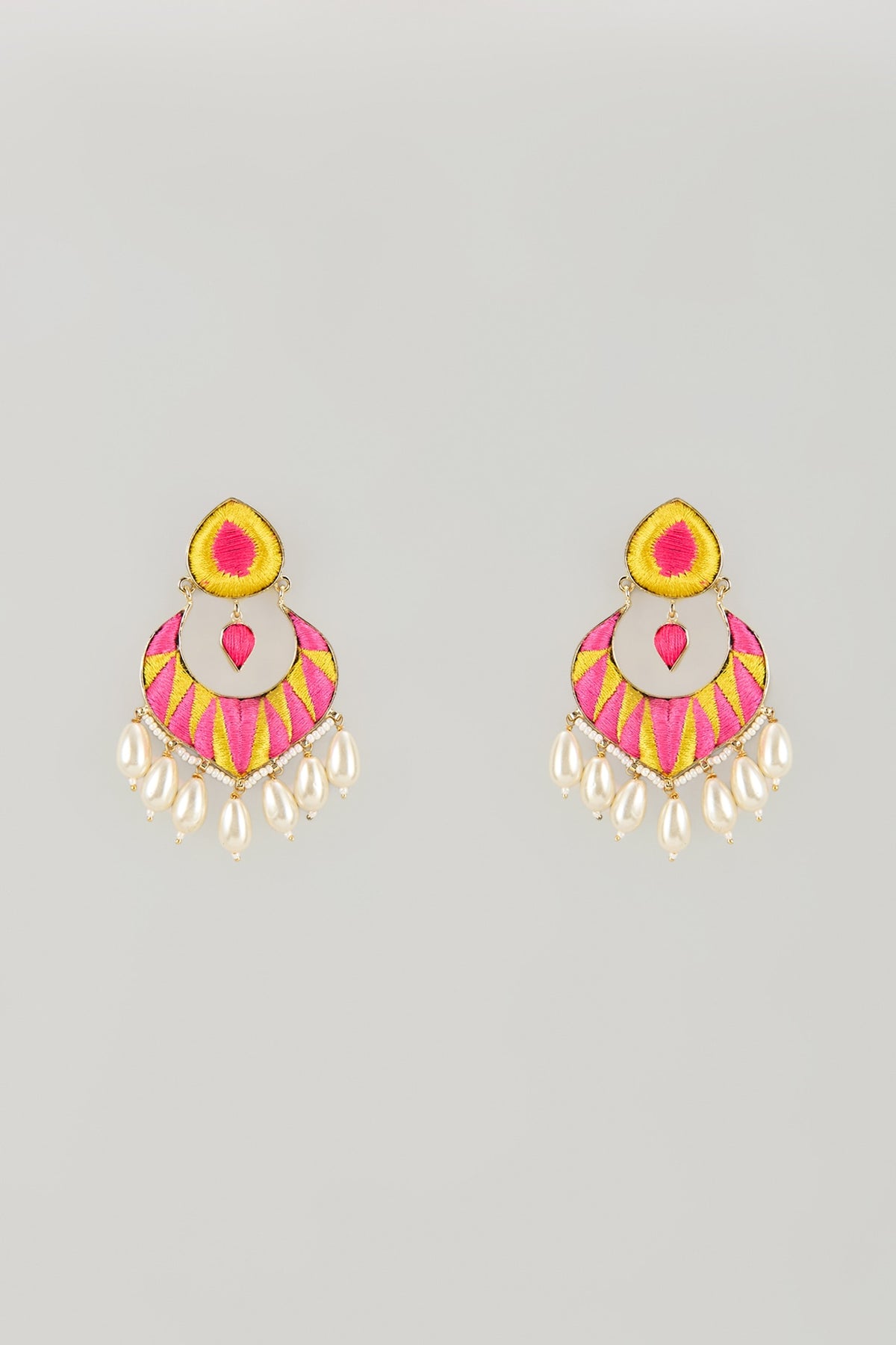 Gold Plated Multi-Colored Enameled Dangler Earrings