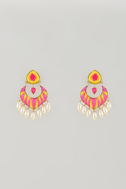 Gold Plated Multi-Colored Enameled Dangler Earrings